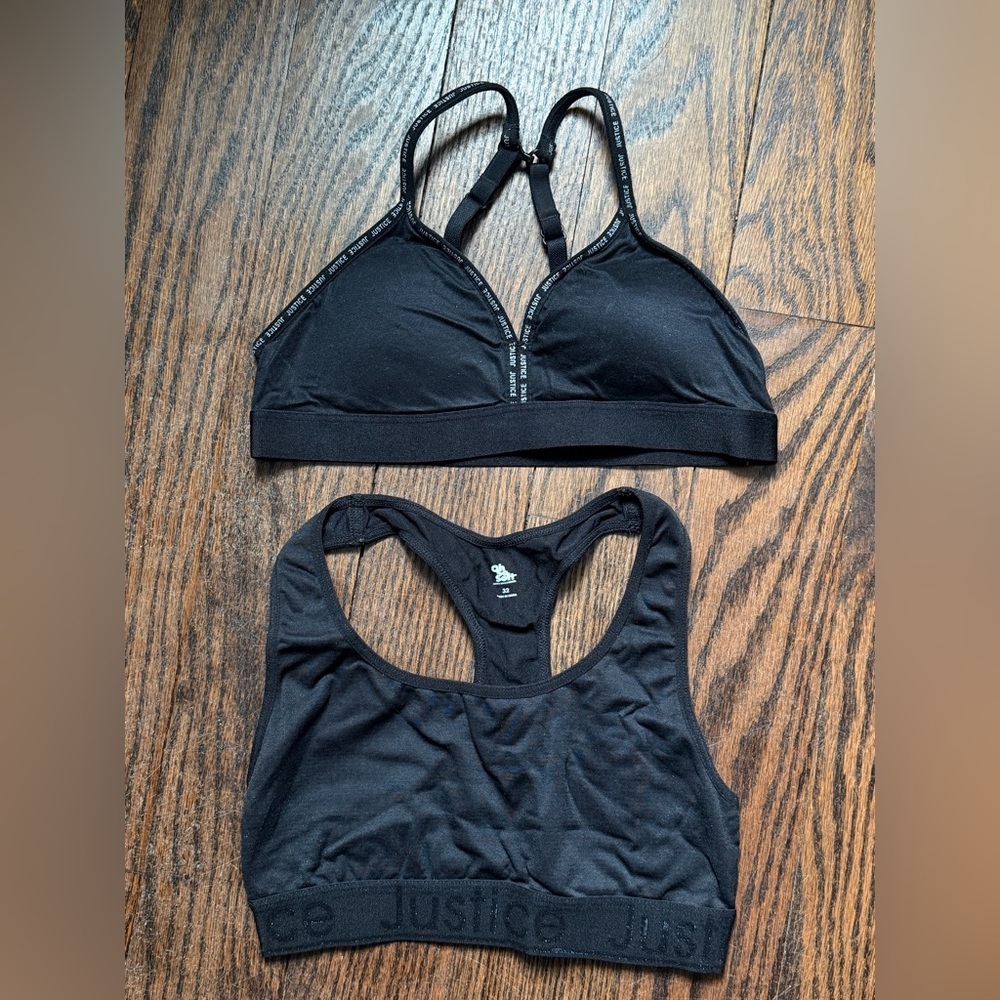 Justice Black Sports Bra Duo